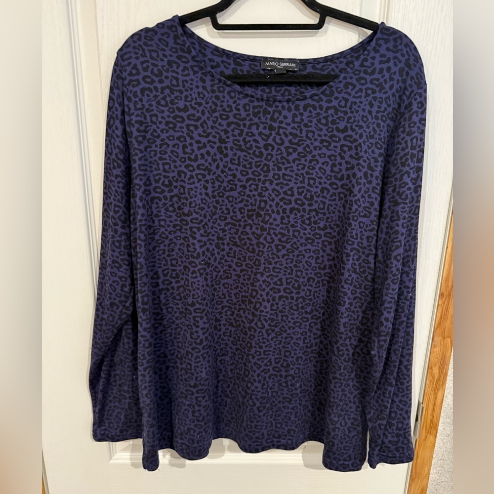Mario Serrani ladies' leopard print top in purple and black.